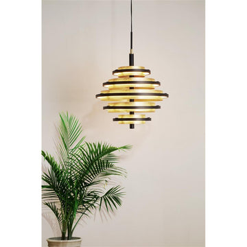 Hive 5 Light LED Black & Gold Leaf Pendant