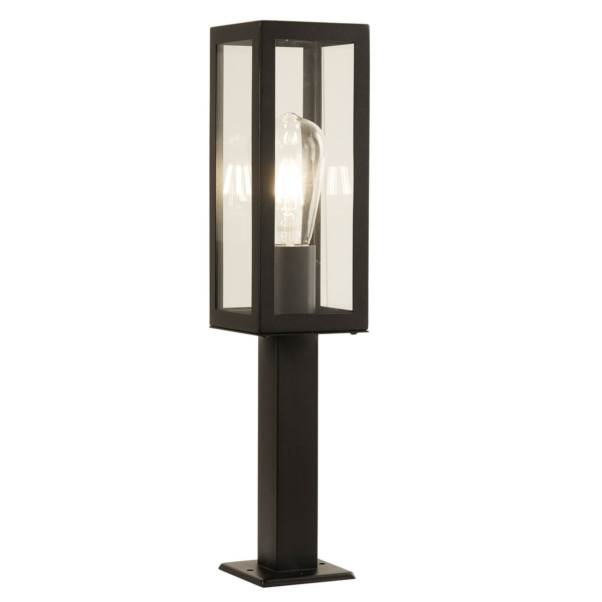 Box 45cm Black & Clear Glass IP44 Outdoor Post