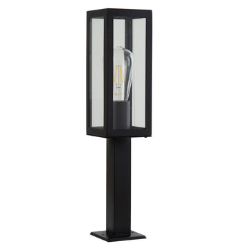 Box 45cm Black & Clear Glass IP44 Outdoor Post