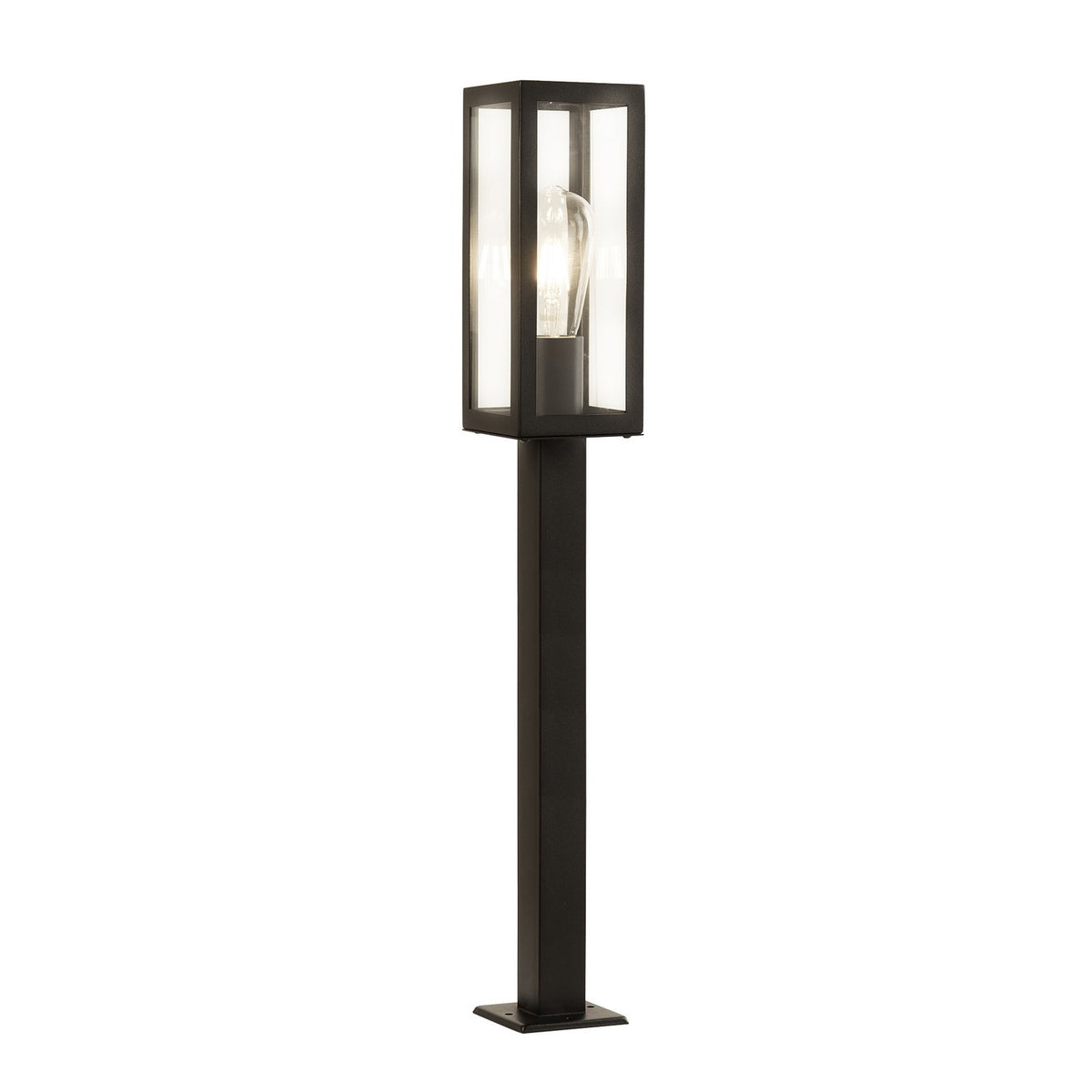 Box 90cm Black & Clear Glass IP44 Outdoor Post