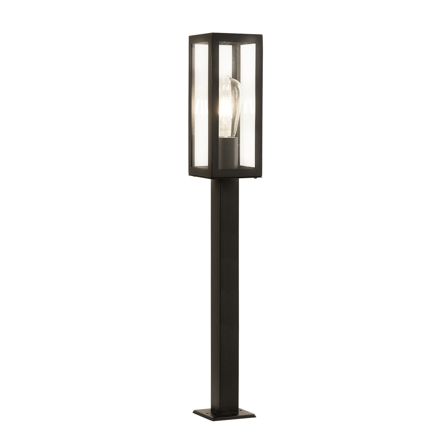 Box 90cm Black & Clear Glass IP44 Outdoor Post