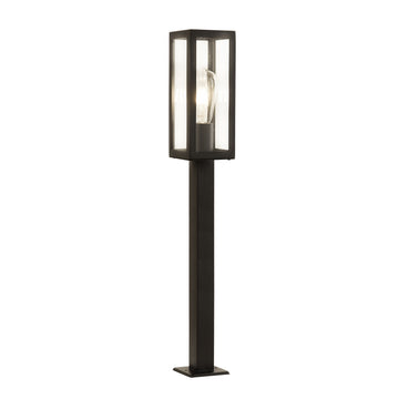 Box 90cm Black & Clear Glass IP44 Outdoor Post