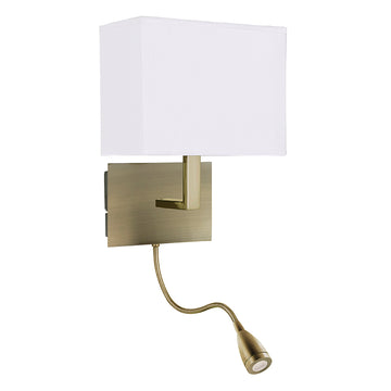 Hotel LED 2 Light Adjustable Wall Light Antique Brass