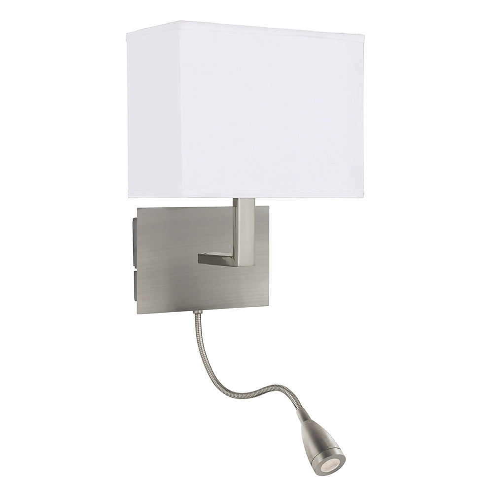 Hotel LED 2 Light Adjustable Wall Light Satin Silver