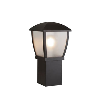Seattle 45cm Black & Clear Frosted Panels IP44  Outdoor Post