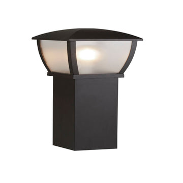 Seattle 73cm Black & Clear Frosted Panels IP44  Outdoor Post