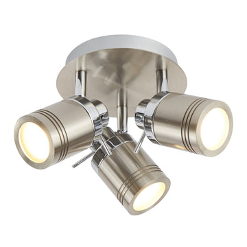 Samson 3 Light LED Satin Silver IP44 Round Spotlight