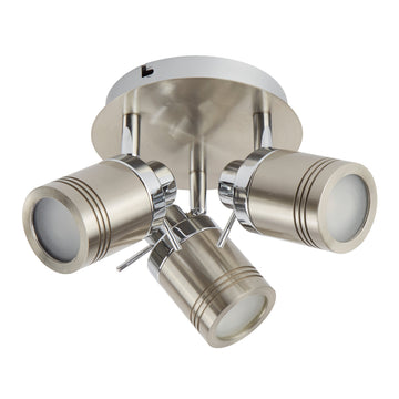 Samson 3 Light LED Satin Silver IP44 Round Spotlight