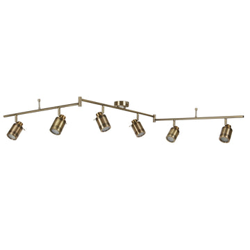 Samson 6 Light LED Antique Brass IP44 Split Bar Spotlight
