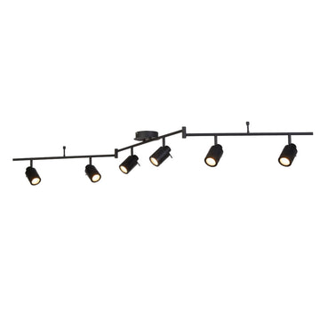 Samson 6 Light LED Black Metal IP44 Split Bar Spotlight