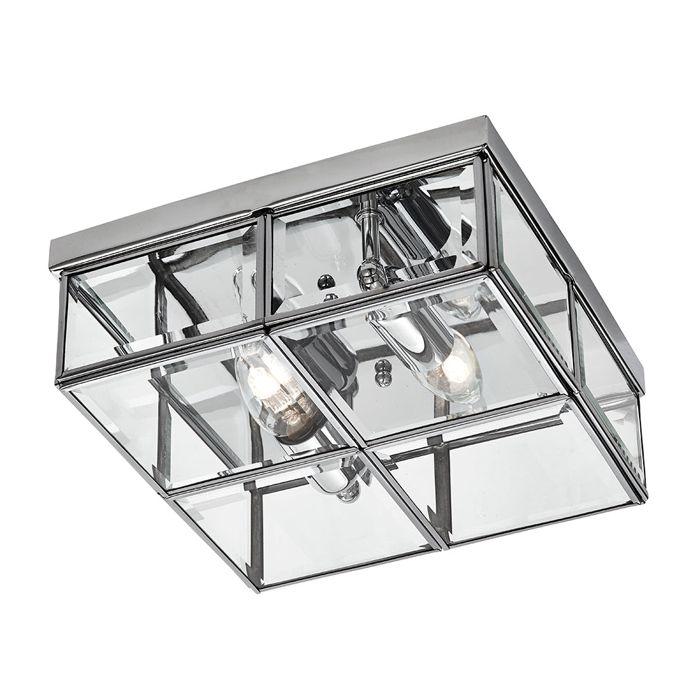 Pisa 2 Light Chrome & Clear Glass Flush
