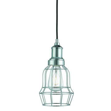 Chrome Tapered Cage Shade Ceiling Pendant Light