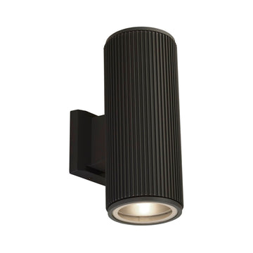 Hamburg 2 Light Black & Clear Glass Diffuser Outdoor Wall Light