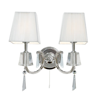 Drum Pleat 2 Light Cream Curved Shade Wall Bracket Fitting