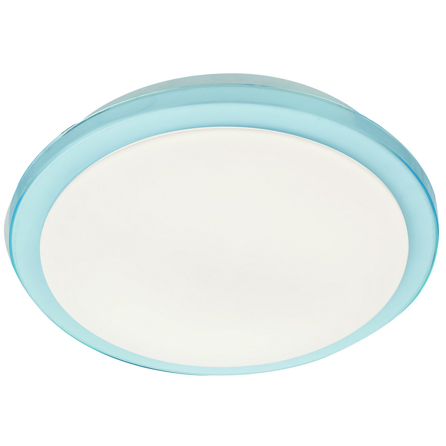 IP44 LED Blue Trim & White Acrylic Shade Ceiling Flush