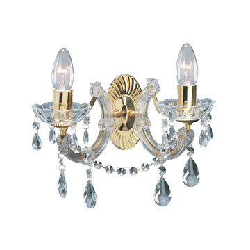 Marie Therese 2 Lights Brass & Crystal Wall Light