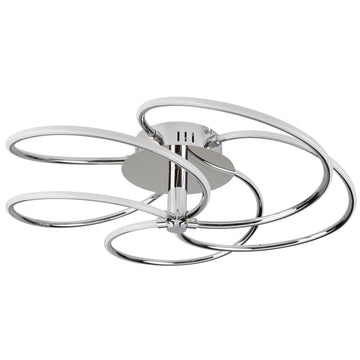 Bardot 5 Lights LED Chrome Swirl Ceiling Pendant