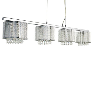 Elise II 4 Light Chrome Crystal Drops Aluminium Tubes Bar Light