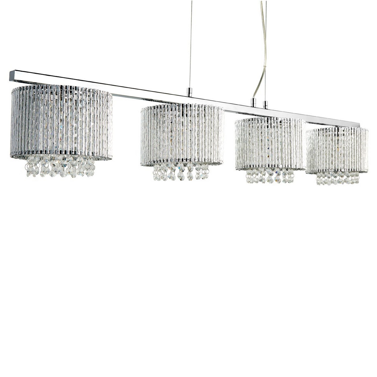 Elise II 4 Light Chrome Crystal Drops Aluminium Tubes Bar Light