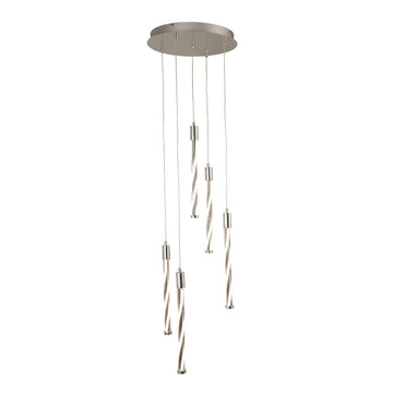 Twister 5 Light LED Chrome Multi-Drop Pendant