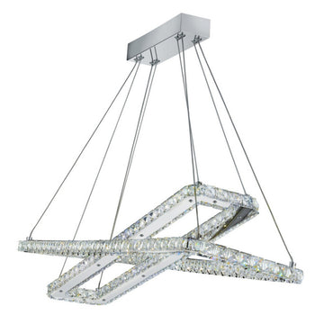 Clover 2 Light LED Chrome & Clear Glass Pendant
