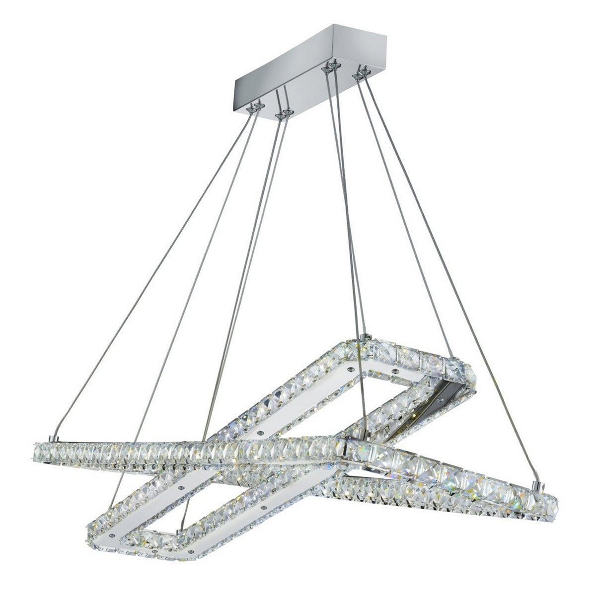 Clover 2 Light LED Chrome & Clear Glass Pendant