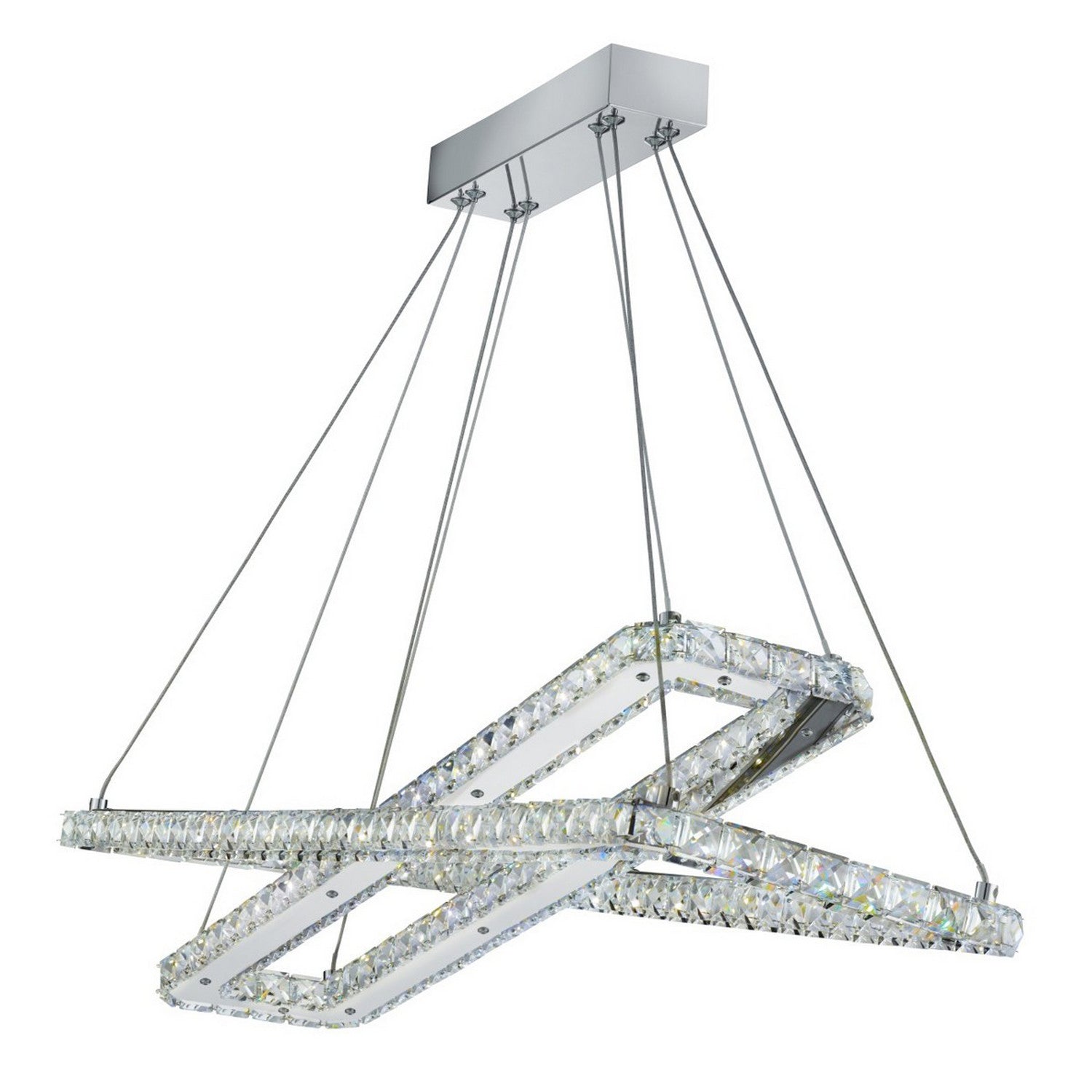 Clover 2 Light LED Chrome & Clear Glass Pendant