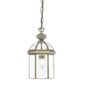 Bevelled Lantern Antique Brass & Glass Domed Pendant