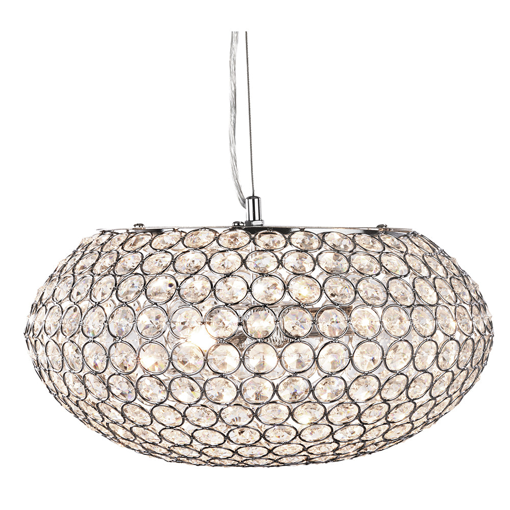 Chantilly 3 Lights Chrome & Crystal Button Inserts Pendant