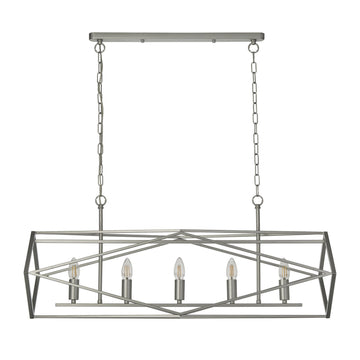 Chassis 5 Lights Satin Silver Open Cage Ceiling Pendant
