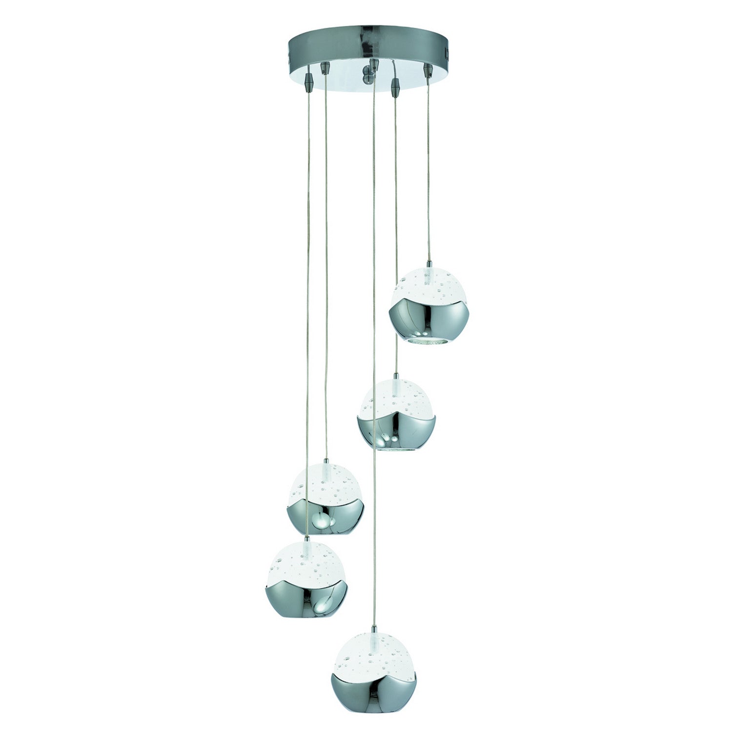 Iceball LED Chrome 5 Light Multi-Drop Ceiling Pendant