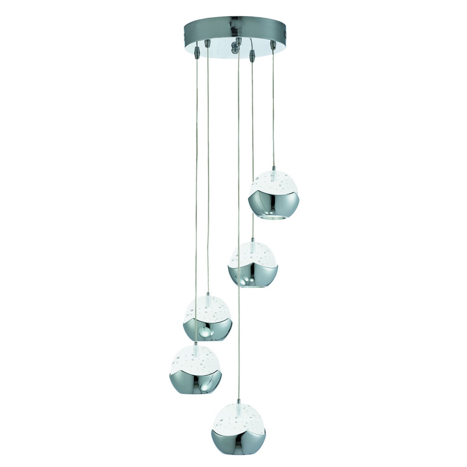 Iceball LED Chrome 5 Light Multi-drop Ceiling Fitting Pendant