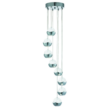 Iceball LED Chrome 8 Light Multi-Drop Ceiling Pendant