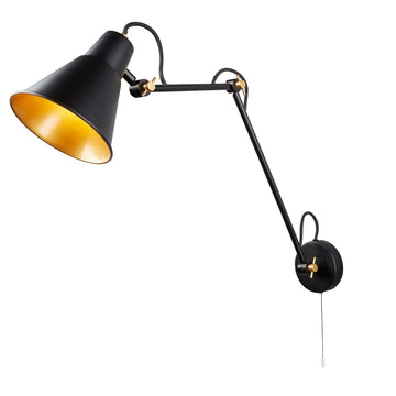 Swing Arm Black & Gold Wall Light