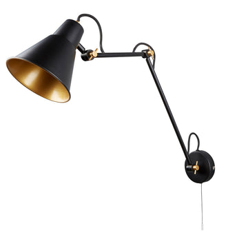 Swing Arm Black & Gold Wall Light