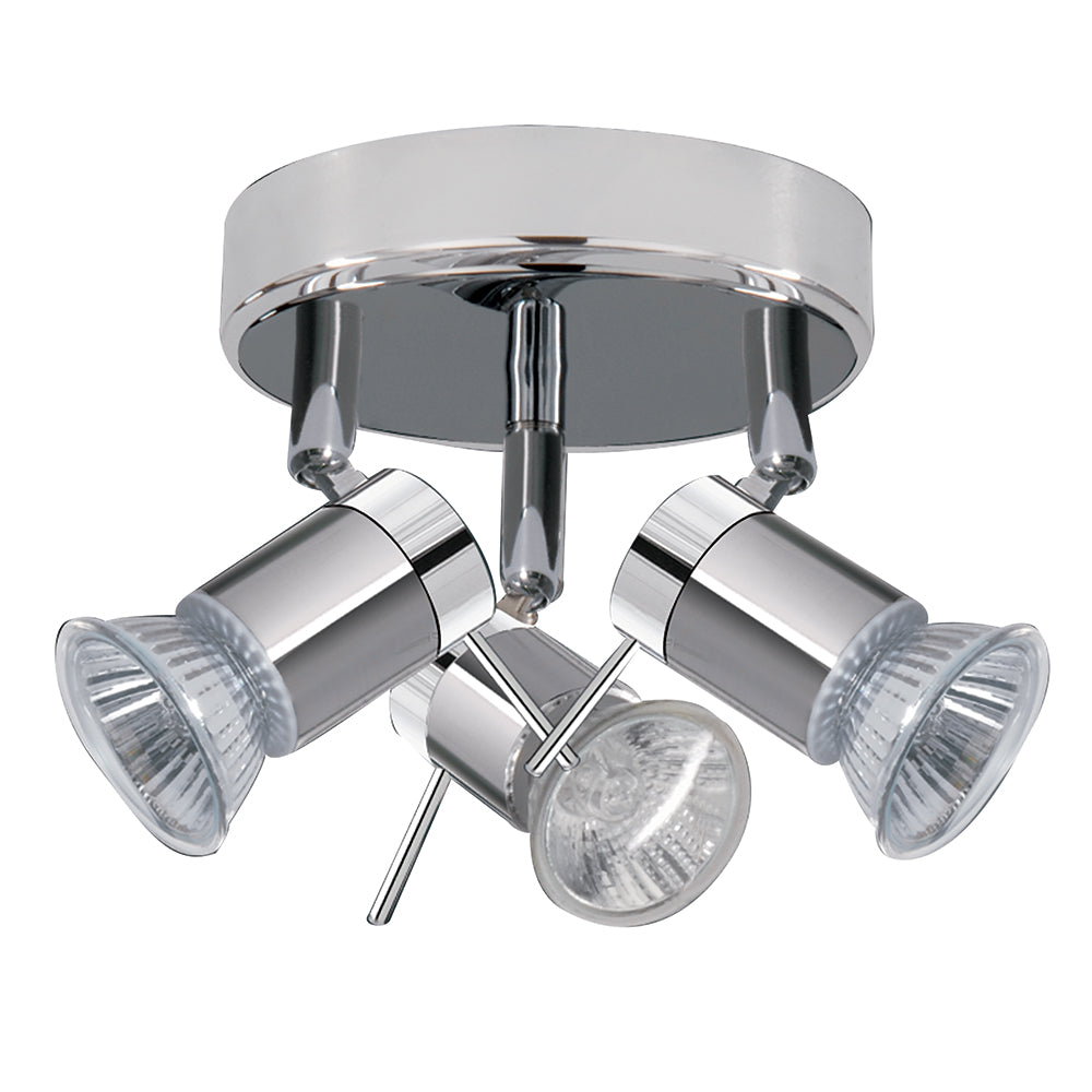 Aries 3 Light Chrome & Satin Silver Round Spotlight IP44