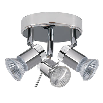 Aries 3 Light Chrome & Satin Silver Round Spotlight IP44