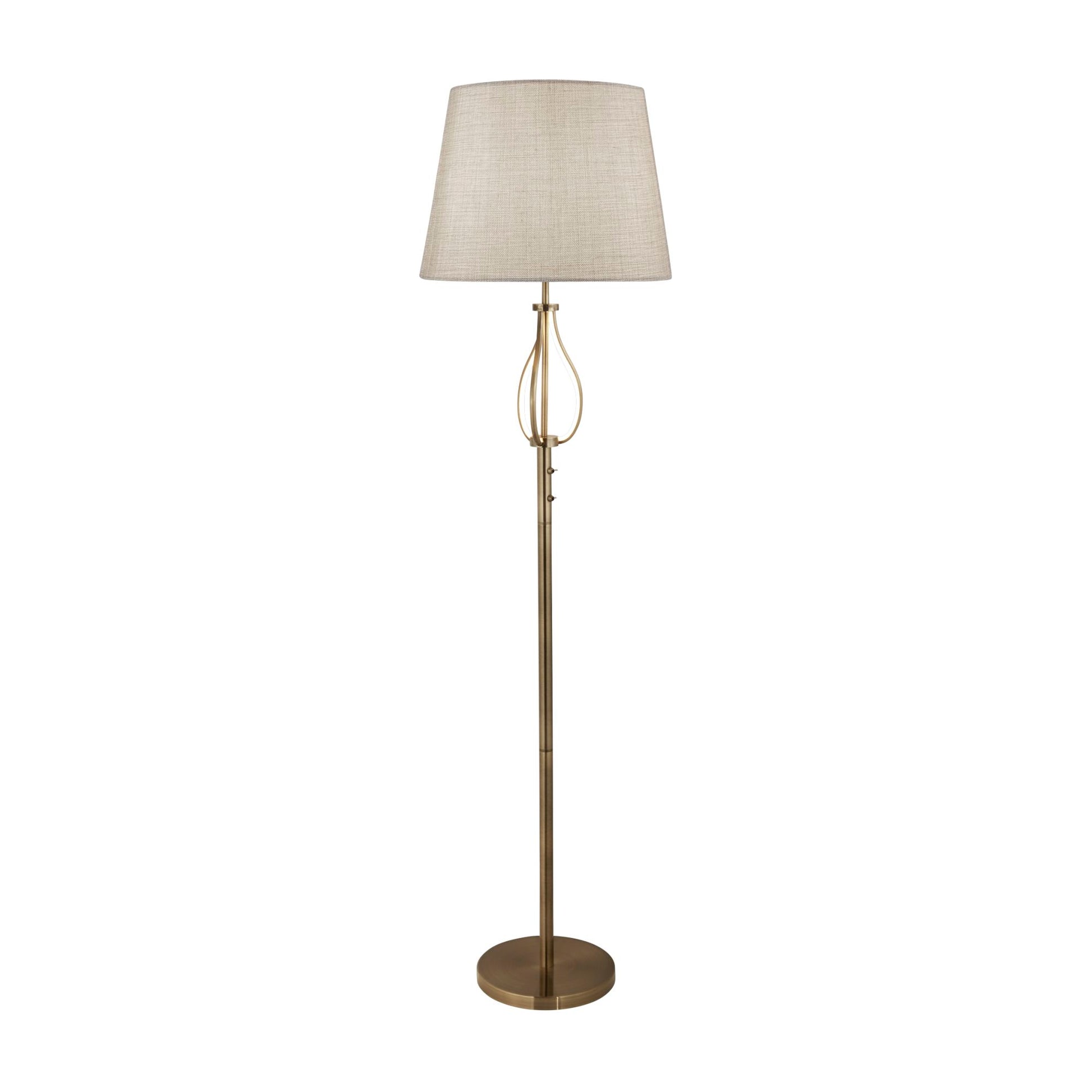 Vegas LED Antique Brass With Oatmeal Shade Floor Lamp