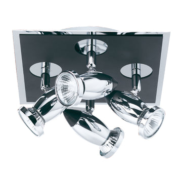 Comet 4 Light Matt Black & Polished Chrome Square Spotlight