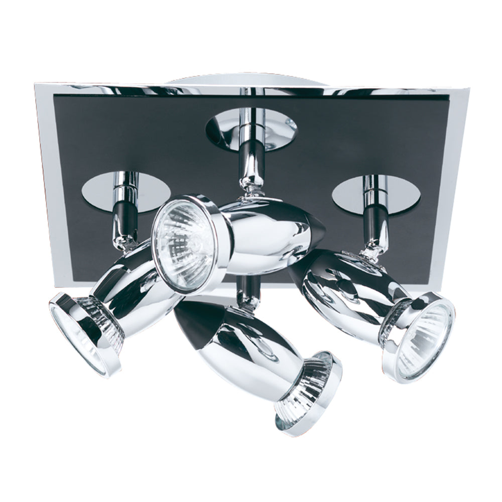 Comet 4 Light Matt Black & Polished Chrome Square Spotlight