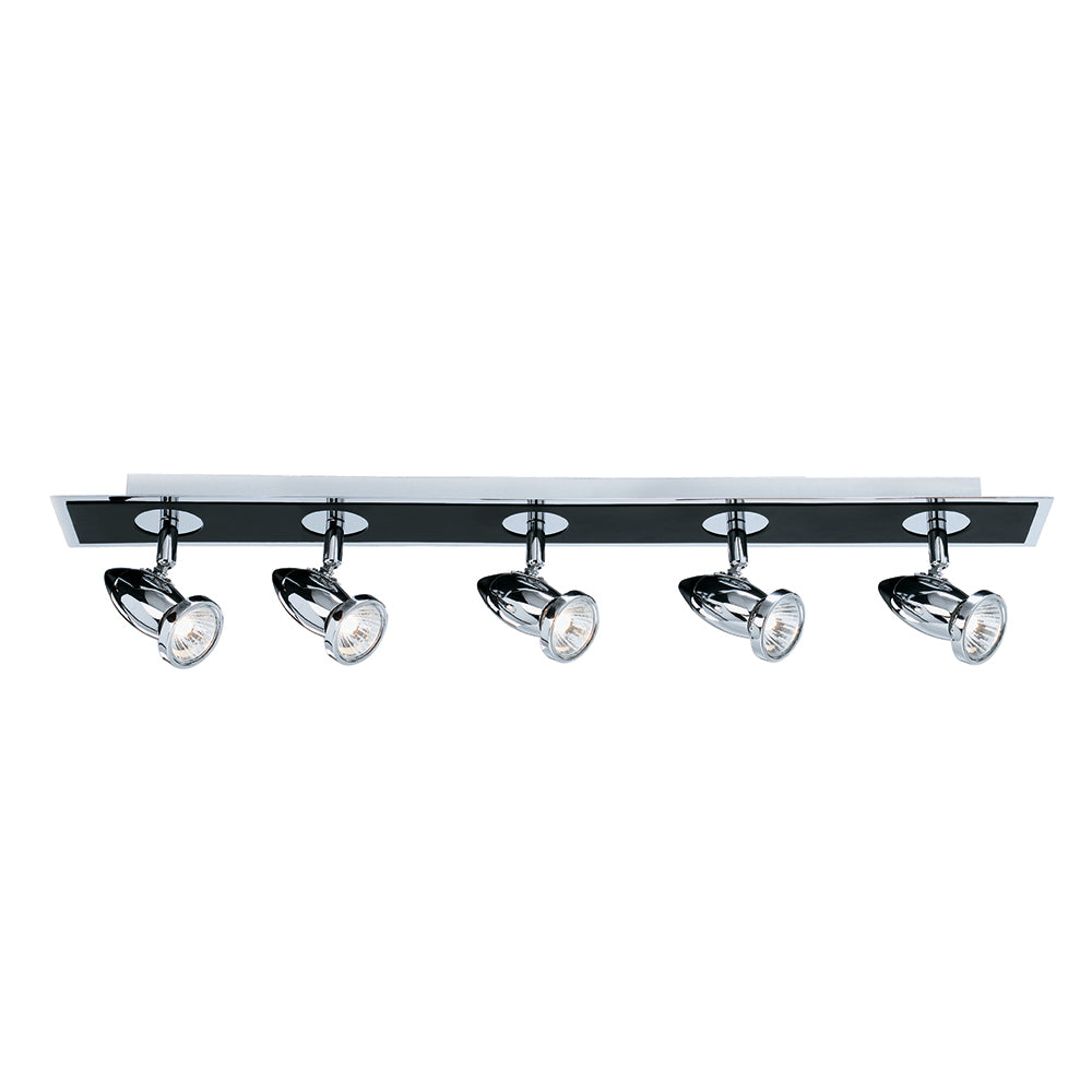 Comet 5 Light Matt Black & Polished Chrome Bar Spotlight