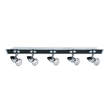 Comet 5 Light Matt Black & Polished Chrome Bar Spotlight