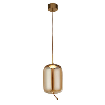 Lisbon LED Satin Brass & Amber Glass Ceiling Pendant