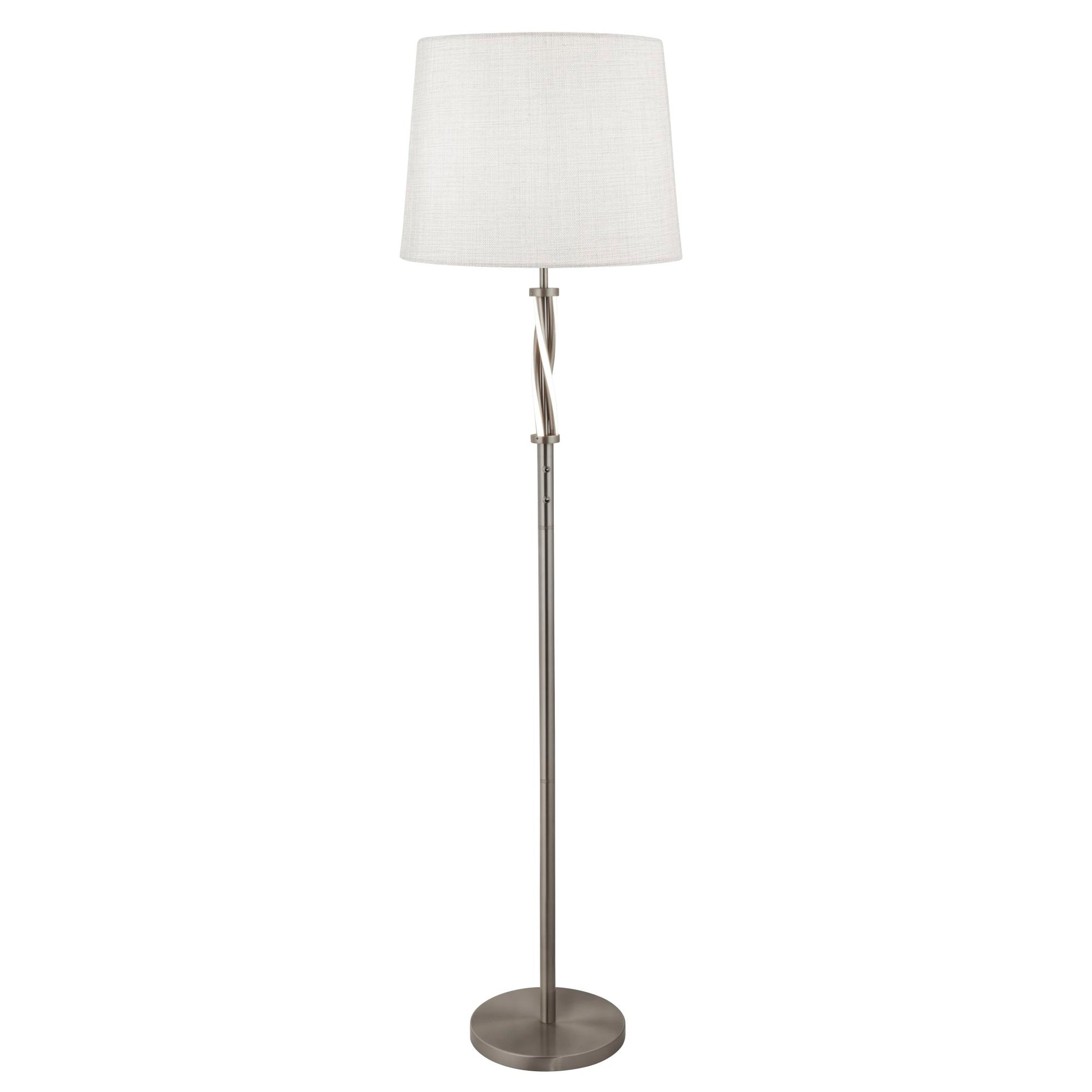 Vegas LED Satin Silver & Ivory Hessan Shade Floor Lamp