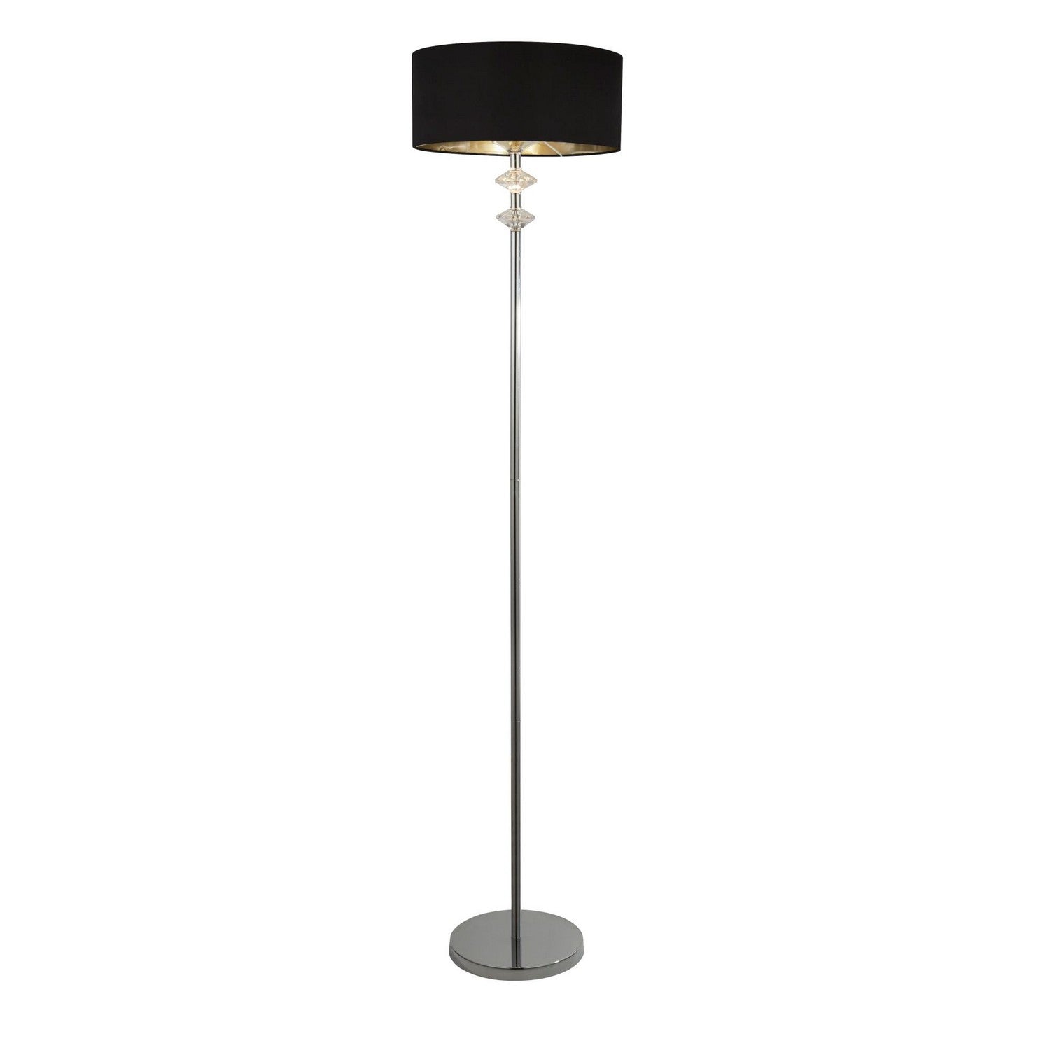 New Orleans Chrome & Black Shade Floor Lamp