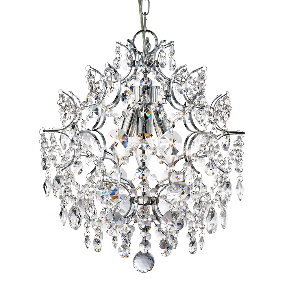 Harrietta 3 Lights Chrome Crystal Drops & Buttons Pendant