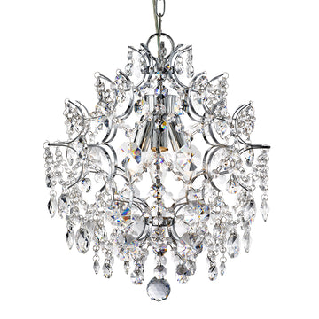 Harrietta 3 Lights Chrome Crystal Drops & Buttons Pendant