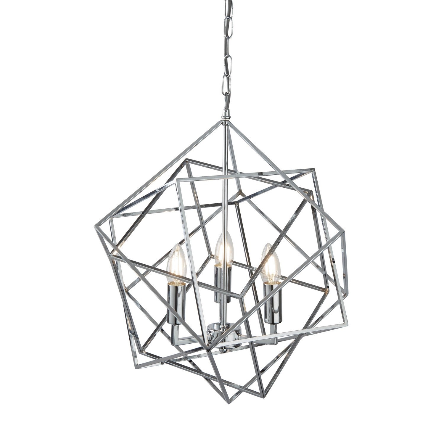 Cube 3 Lights LED Polished Chrome Pendant