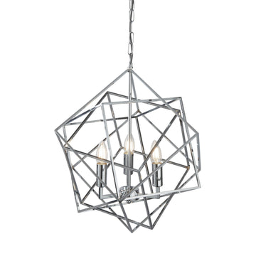 Cube 3 Lights LED Polished Chrome Pendant