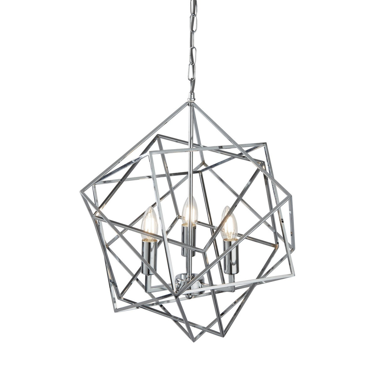 Cube 3 Lights LED Polished Chrome Pendant